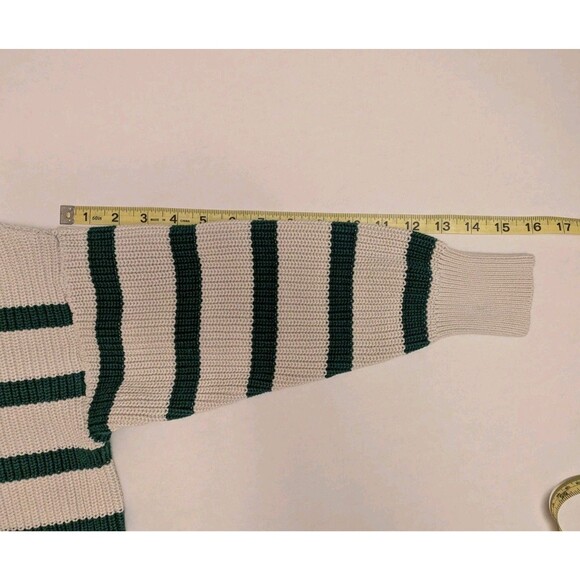 Part Two Copenhagen Green Stripe Sweater Jumper Wmn Sz XS Cabin Fisherman Preppy - Picture 6 of 10